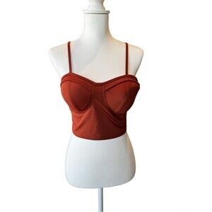 EFFORDRAM Rust Cropped Bustier Corset M Boho Y2K Coquette Corset core Modern Min